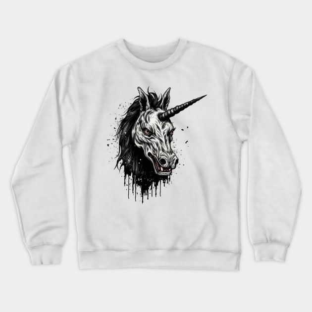 Creepy Unicorn Crewneck Sweatshirt by OscarVanHendrix